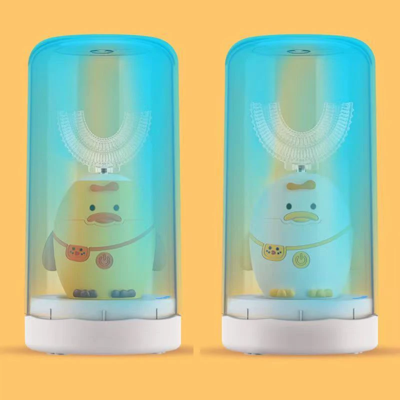 

U Shaped Electric Toothbrush for Kids Children 360 Degrees Automatic Sonic Toothbrush Rechargeable Smart Timer Disinfectant Cup