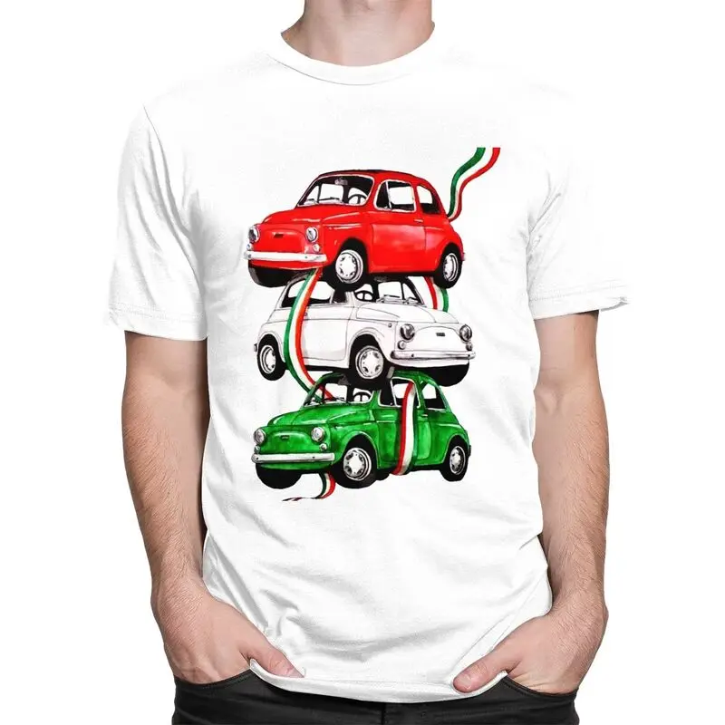 Custom Male Vintage Italy Flag Car T Shirt Short-Sleeve Cotton Tshirts T-shirt Casual Italian Pride Tees Loose Fit Clothing