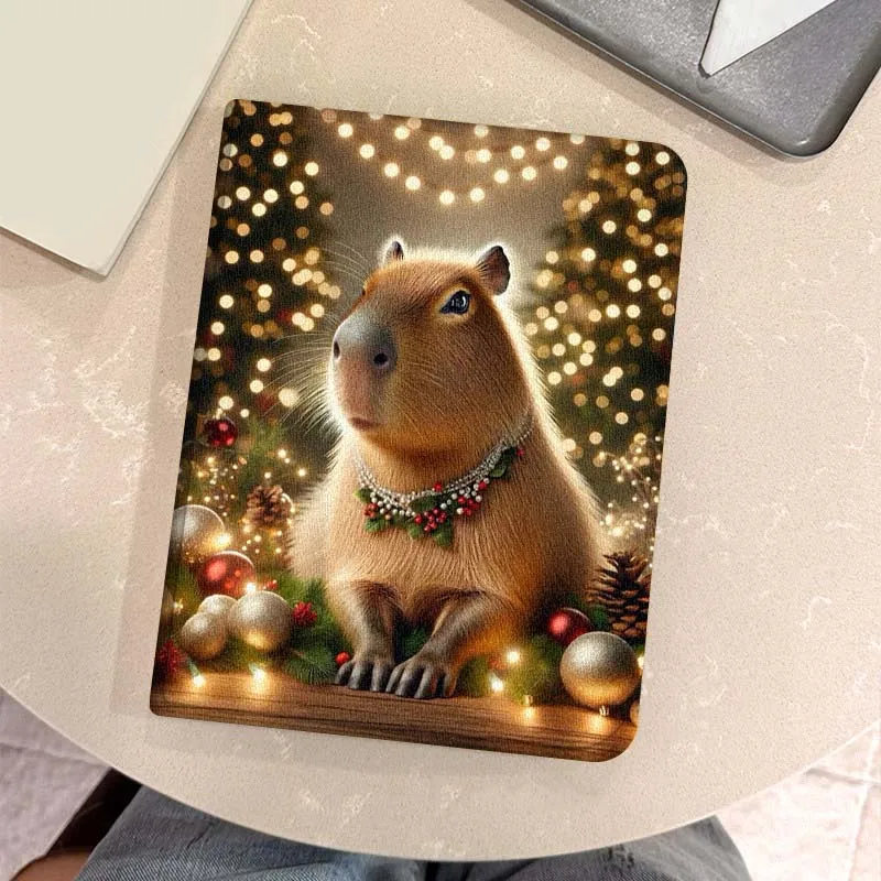 عيد الميلاد كابيبارا الكرتون لسامسونج غالاكسي تبويب S9 S10 S6 S7 S8 FE زائد لايت بوصة غطاء قابل للطي اللوحي