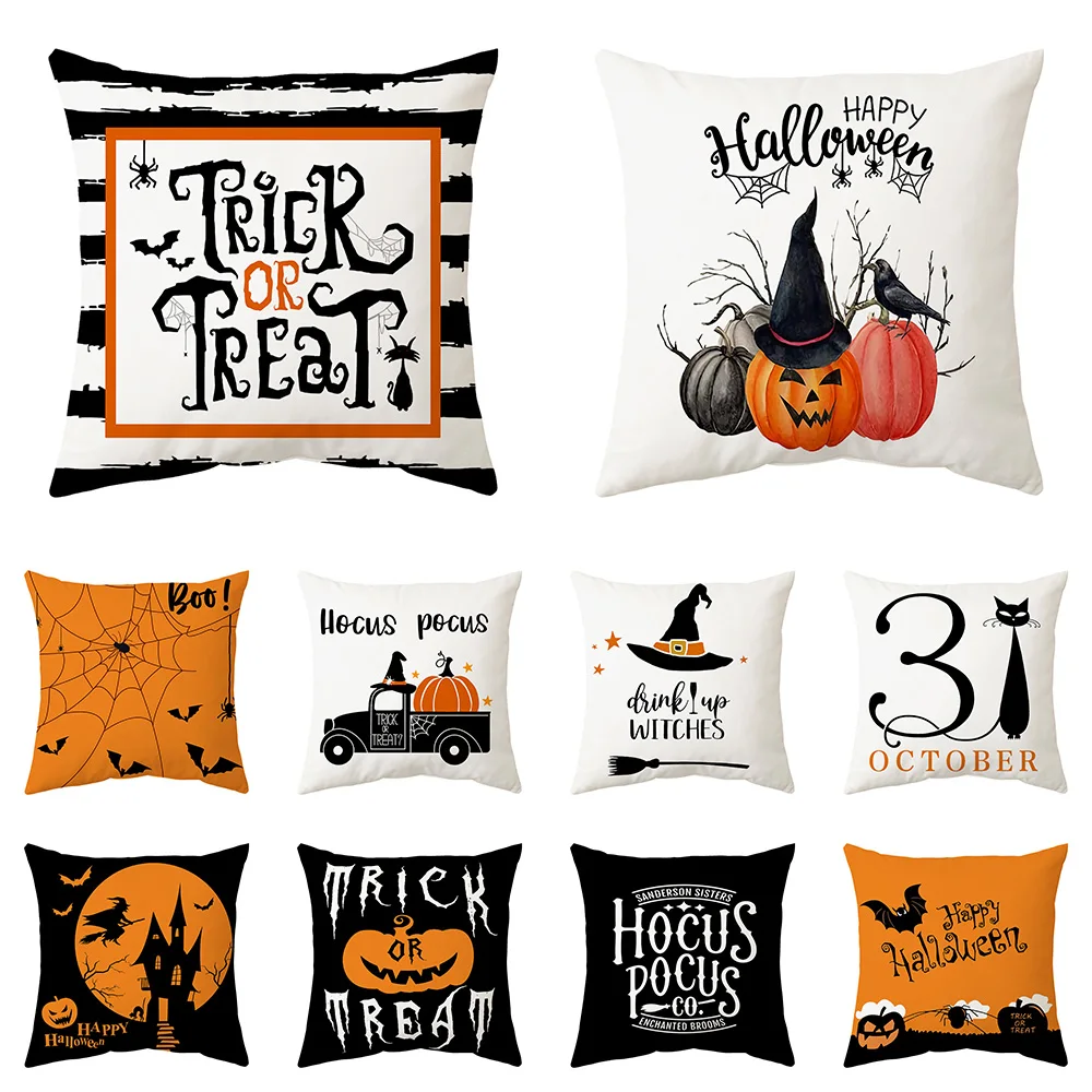 Halloween Horror Castle Spider web Printed Cushion Cover Home Living Room Sofa Decoration Square Polyester Pillow Case