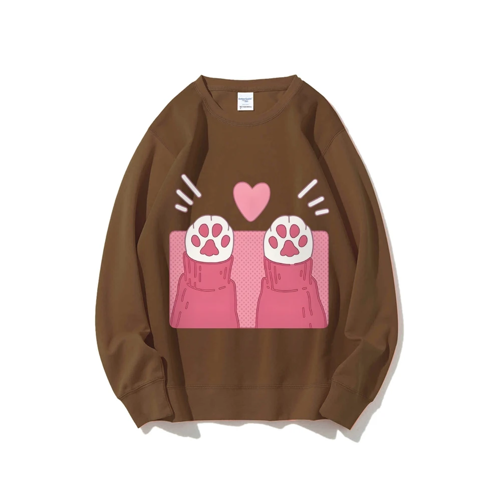 Y2k moletom gráfico patas de gato coração bonito animal de estimação moletom casual wear na moda bonito design animal doce vibe roupas estilo brincalhão