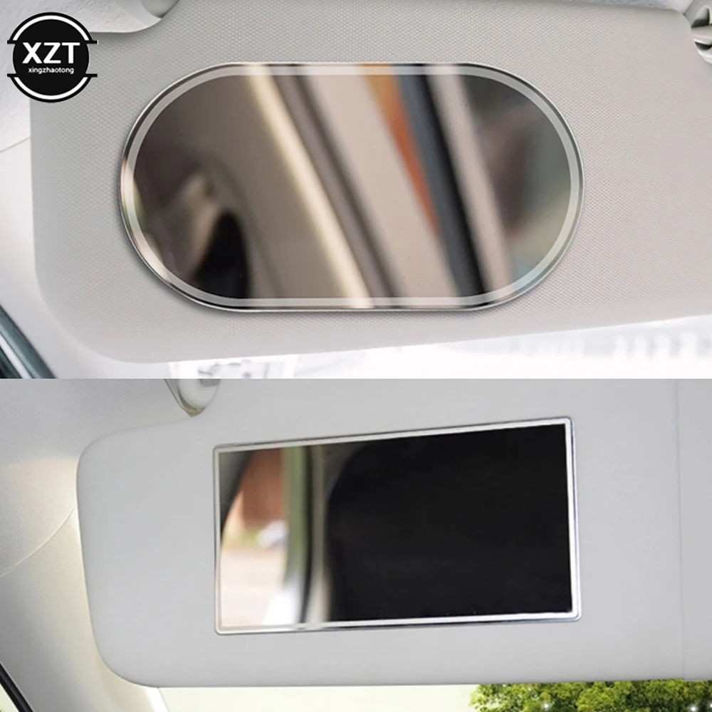 Car Interior Stainless Steel Portable Car Makeup Mirror Auto Visor HD Cosmetic Mirrors Universal Car Interior Mirror