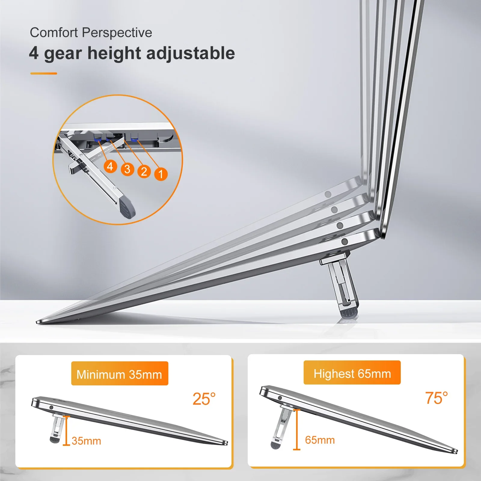 Oatsbasf Portable Laptop Stand for MacBook  Adjustable Laptop Riser Invisible Foldable Notebook Computer Cooling Support Bracket
