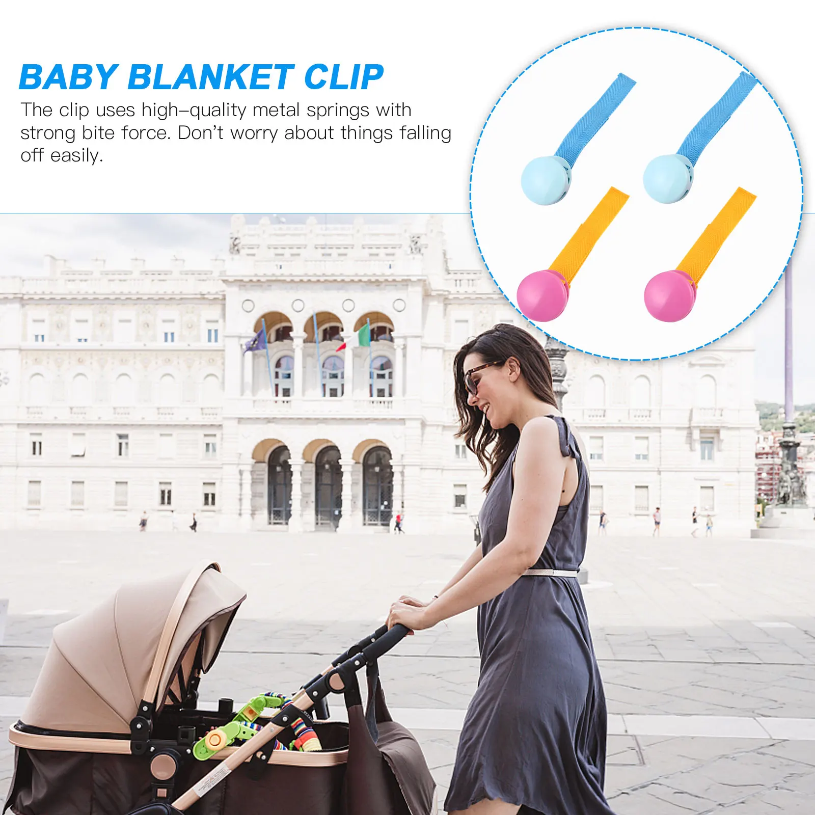

4pcs Baby Stroller Blanket Clips Strong Metal Spring Secure Quilt Pram Buggy Accessories Multi Purpose Pegs For Towels