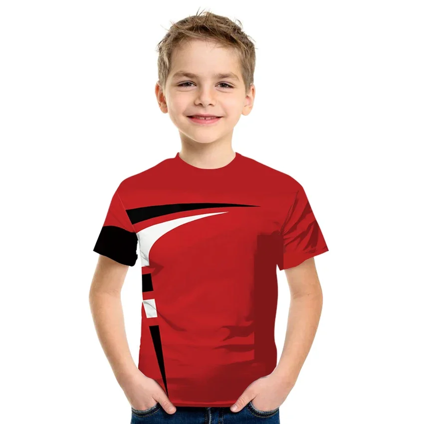 Camiseta con estampado geométrico en 3D para niño y niña, ropa deportiva informal, Tops de moda de verano