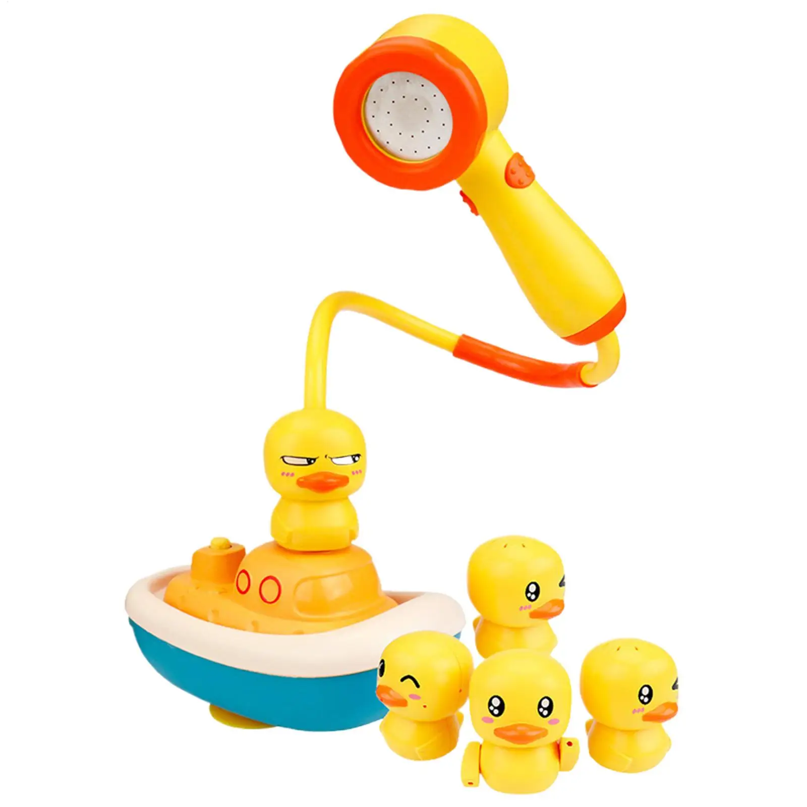 Toy Boat For Bathtub With 3 Water Modes Shower Head Fun Rotating Boat With 3 Squirting Ducks Suction Cup Bathtub Toys For Boys