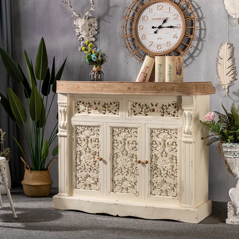 French retro old solid wood checkout page store small payment desk, clothing store flower shop leisure place bar