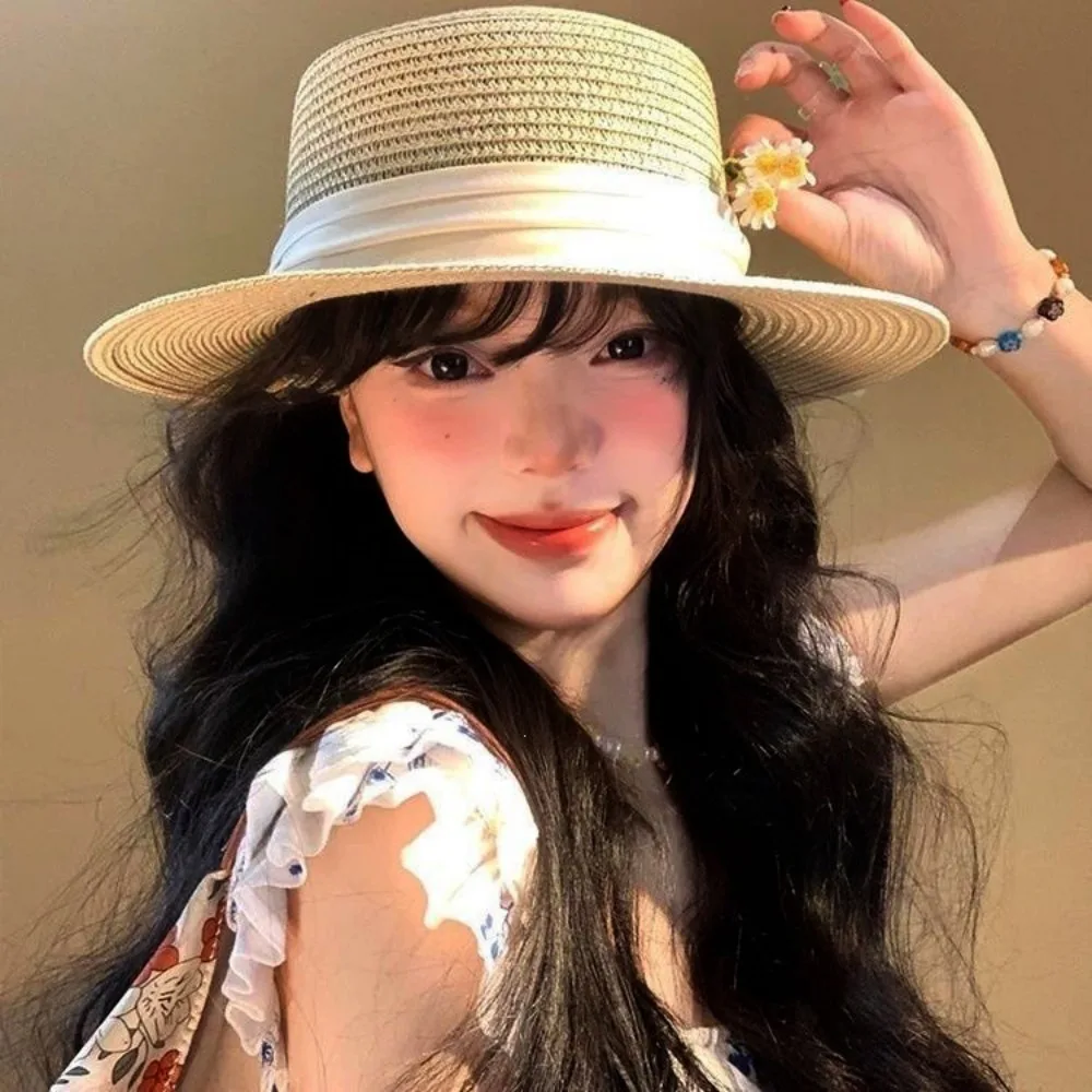 New Versatile Natural French Panama Straw Hat 54~58cm Large Size Vacation Sun Protection Hat Wide Brim Summer Beach Tourism Hat