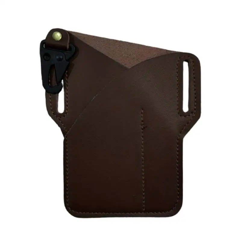 

Держатель для телефона с кожаным ремешком, винтажный металлический чехол с двумя карманами для сотового телефона и банковских карт