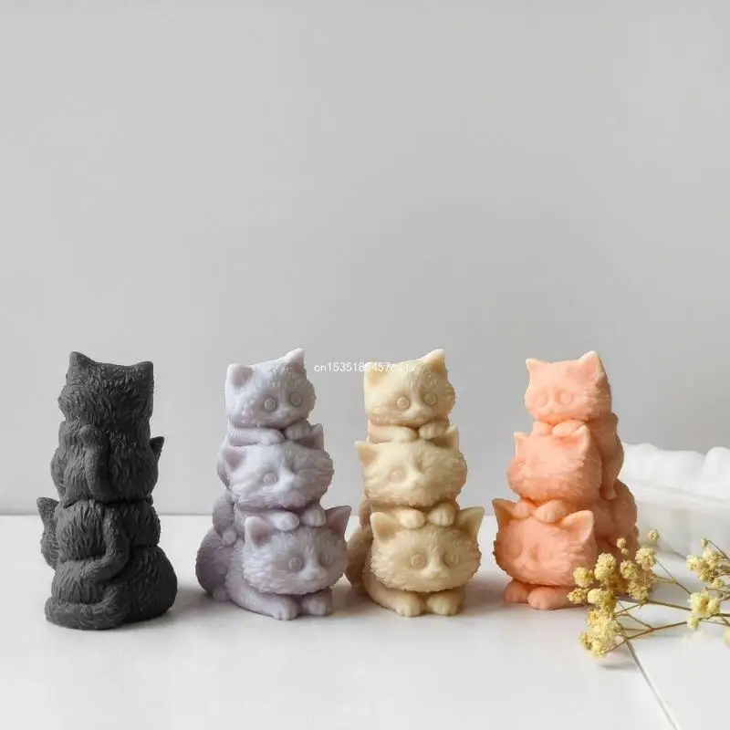 Suporte velas multiuso para gatos, molde gesso silicone resistente para decoração casa elegante, casamento