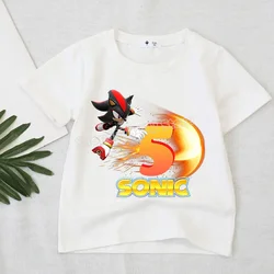 Sonics The Hedgehogs Kids Tee Shirts Shadow Cartoon Anime Figure Digital 1to 9 Clothes  Birthday Tops Boys Girls Boutique Gifts