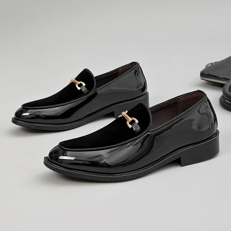 Original Men Dress Shoes Shadow Patent Leather Luxury Designer Fashion Groom Wedding Shoes Men Luxury italian style Oxford Shoes