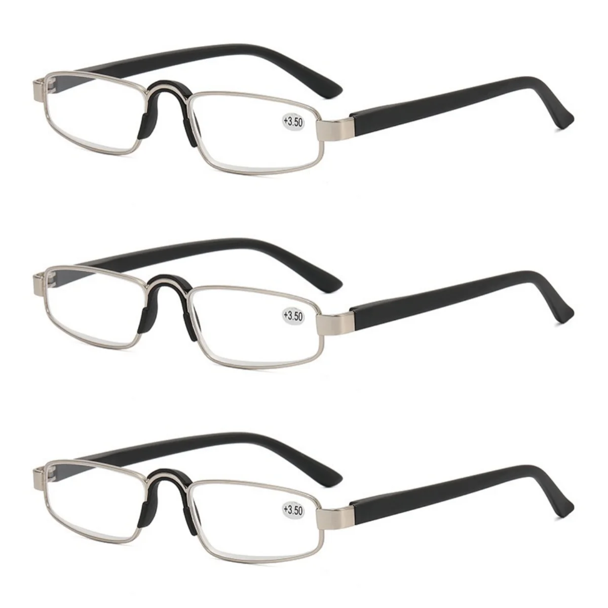 Lunettes de lecture en alliage, 3 pièces, coussinets de lentilles faits à la main pour une ajustement confortable, couleurs assorties, lunettes plus anciennes 0 à 4.0