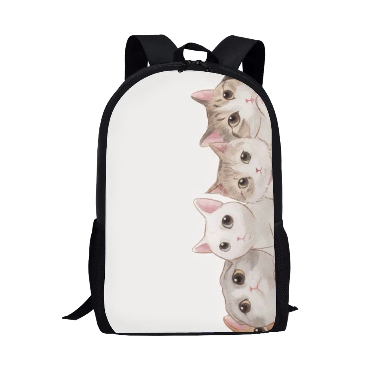 Bolsa escolar para crianças com desenhos animados fofos, lindo peixe gato rosa, de grande capacidade, mochila casual para adolescentes e meninas, na moda