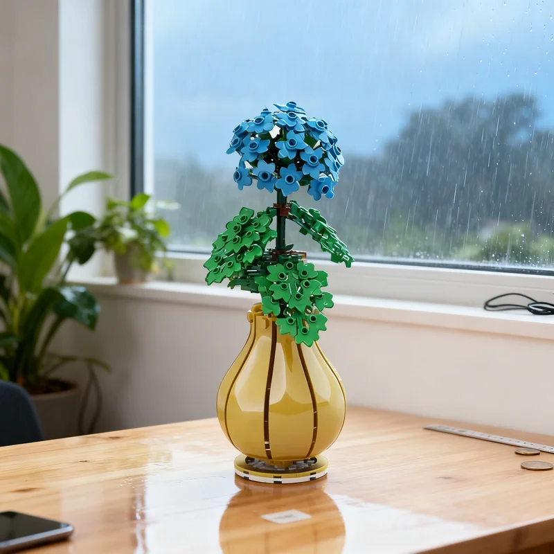 

Набор из 203 деталей: Модель цветка гортензии MOC, конструктор, креативный подарок, декор для демонстрации, сборная модель премиум-класса для взрослых и детей, для дома и офиса