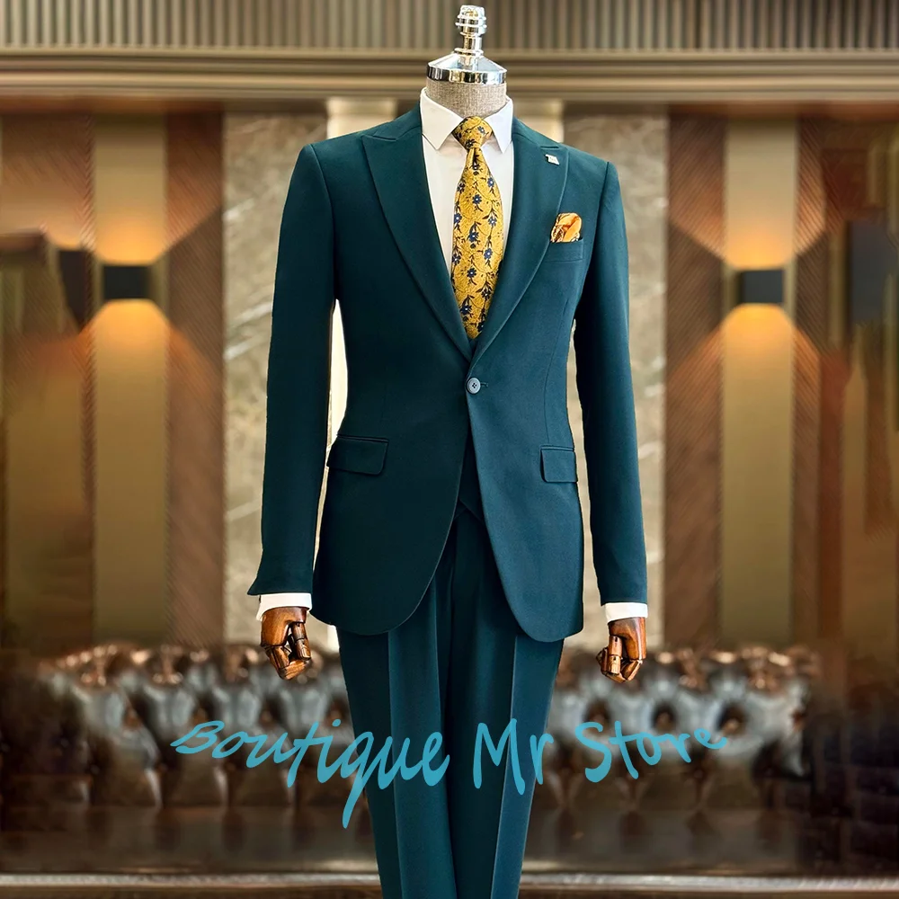 Elegant Men's Suits and Separates Slim Fit Single Breasted Jacket+Vest+Pants 3Pieces Set Business Prom Wear Wedding Groom Outift