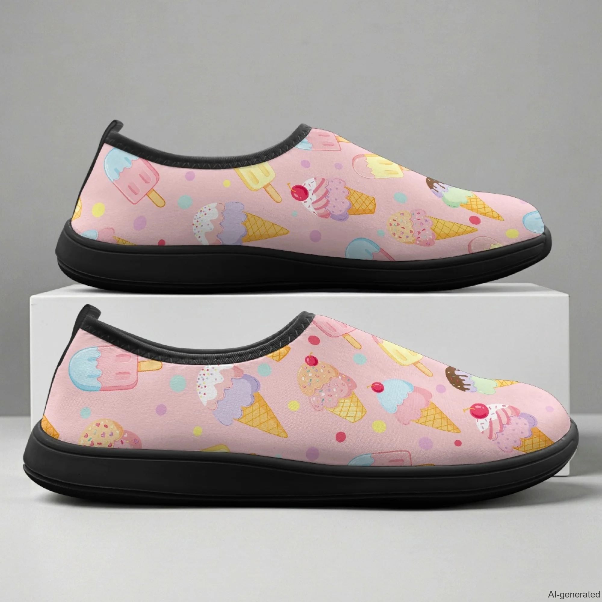 XIXIRIMIDO Running Shoes Slip-on Wide-toed Shoes Board Shoes Work Shoes Casual Shoe for Woman Male Nurse Shoes Ice Cream