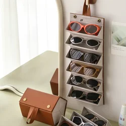 2/3/4/5 Grids Portable Glasses Case Cover PU Leather Sunglasses Holder Box FoldableWall Hanging Eyeglasses Storage Box