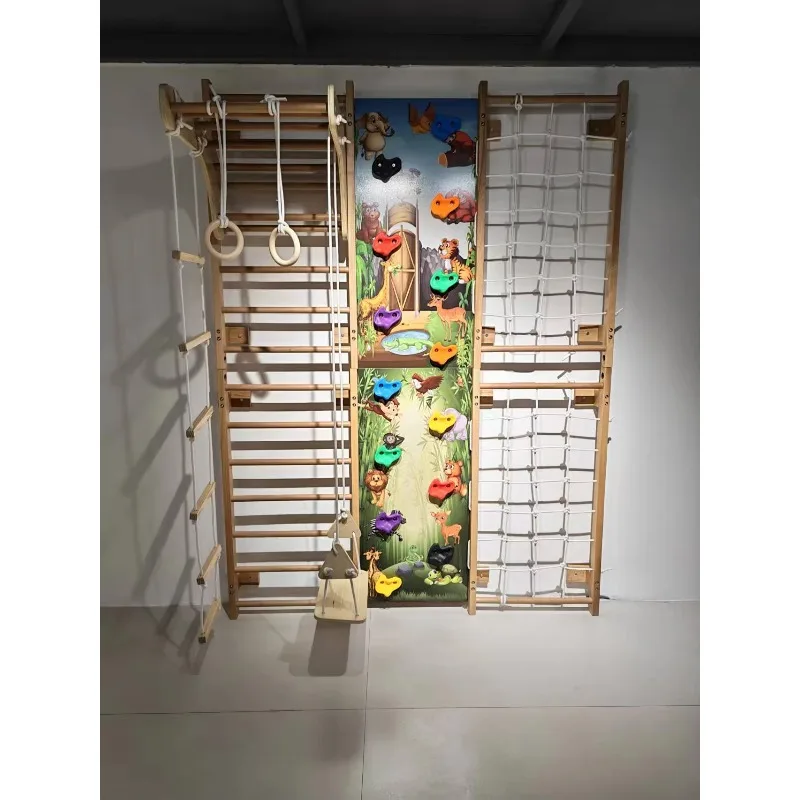 Wholesale 9 in 1 Climbing Wall Games Kids Wood Climbing Frame Gym Set Kids Furniture