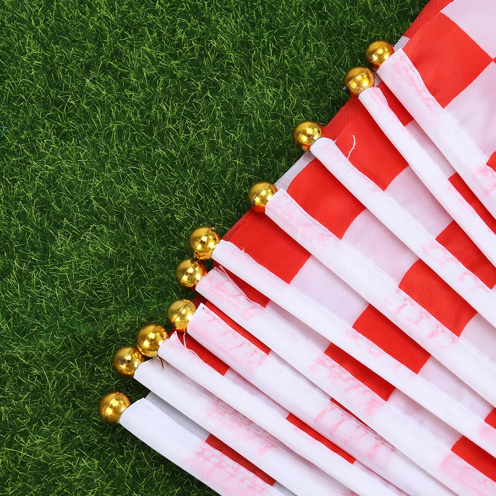 

50Pcs Mini Checkered Race Flags Red White for Racing Theme Party Decorations Washable Without Fading Checkered Hand Flag