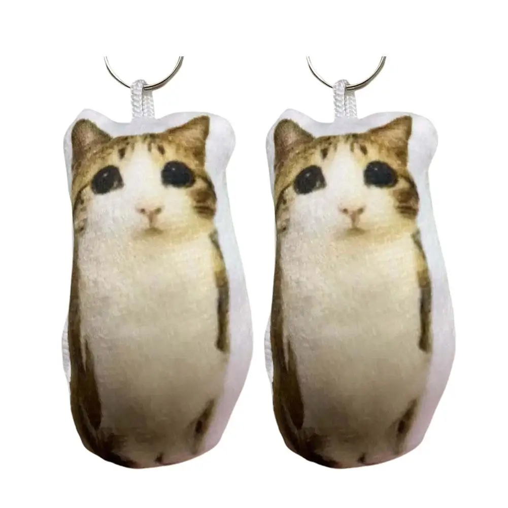 Creatieve Miauw OMG Schattige Kat Pluche Sleutelhanger Pluche Charm met Geluid Knijp Speelgoed Grappige Tas Aanhangsel Charm Cadeau Schattig Fidget Speelgoed