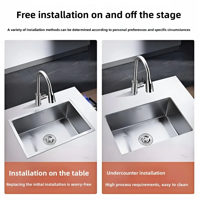 Stylish Narrow Bezel 201 Stainless Steel Kitchen Sink Large Single Bowl Top Mount Undermount Kitchen Items Stainless Steel Sink