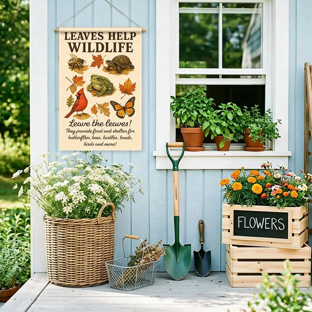Leaves Help Wildlife Autumn Garden Flag Gifts for Nature Lover yyi