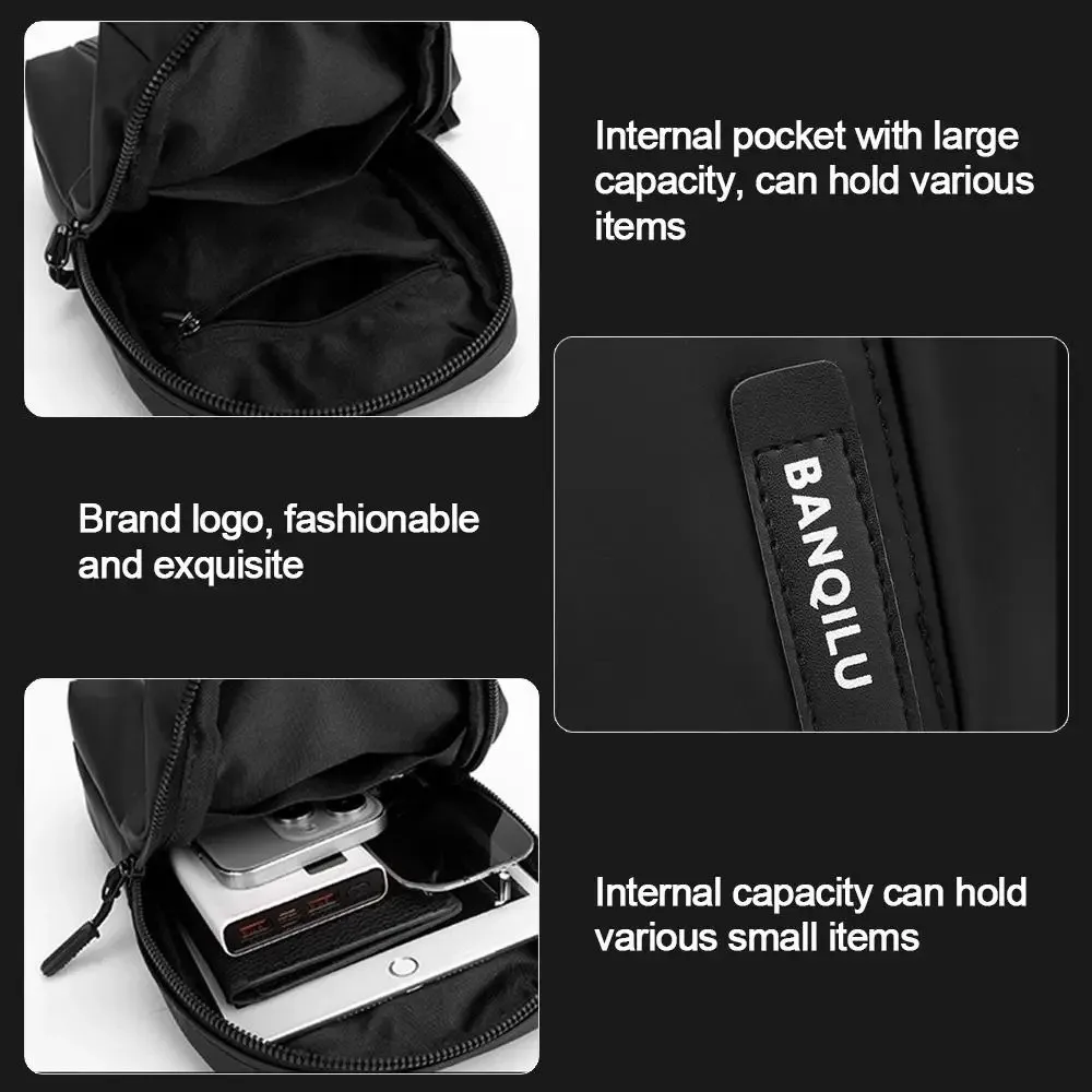 Anti Splash Men's Chest Bag Solid Color Multifunctional Oxford Sling Shoulder Bag Large Capacity Adjustable Strap