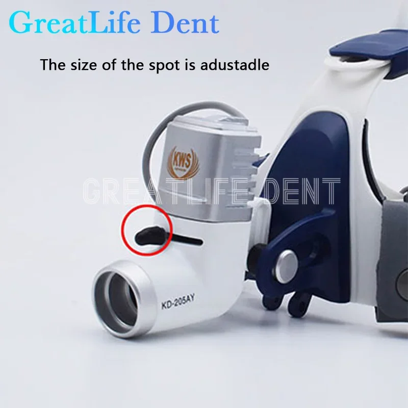 GreatLife Dent 2 Batteries Dental 5W 4X 5X 6X Binocular Loupes Magnifying Glasses Dustproof  Surgical KD-205AY-2 Head Light Lamp