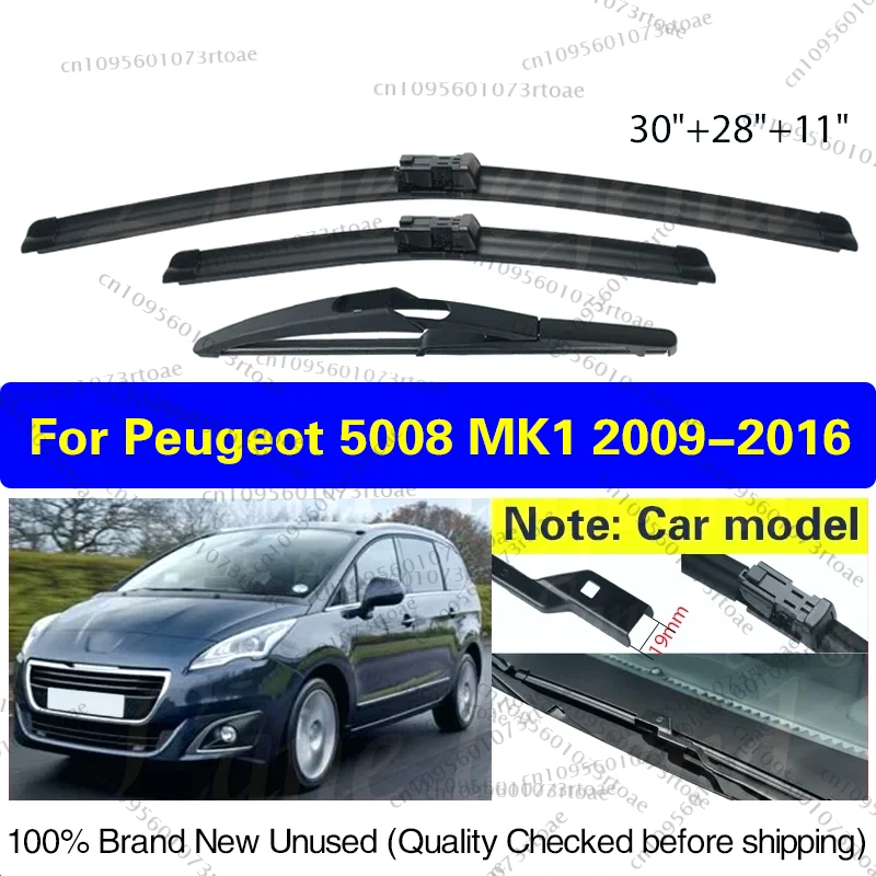 

Wiper LHD Front Rear Wiper Blades Set For Peugeot 5008 MK1 2009 - 2016 Windshield Windscreen Window Car Rain Brush 30"+28"+11"