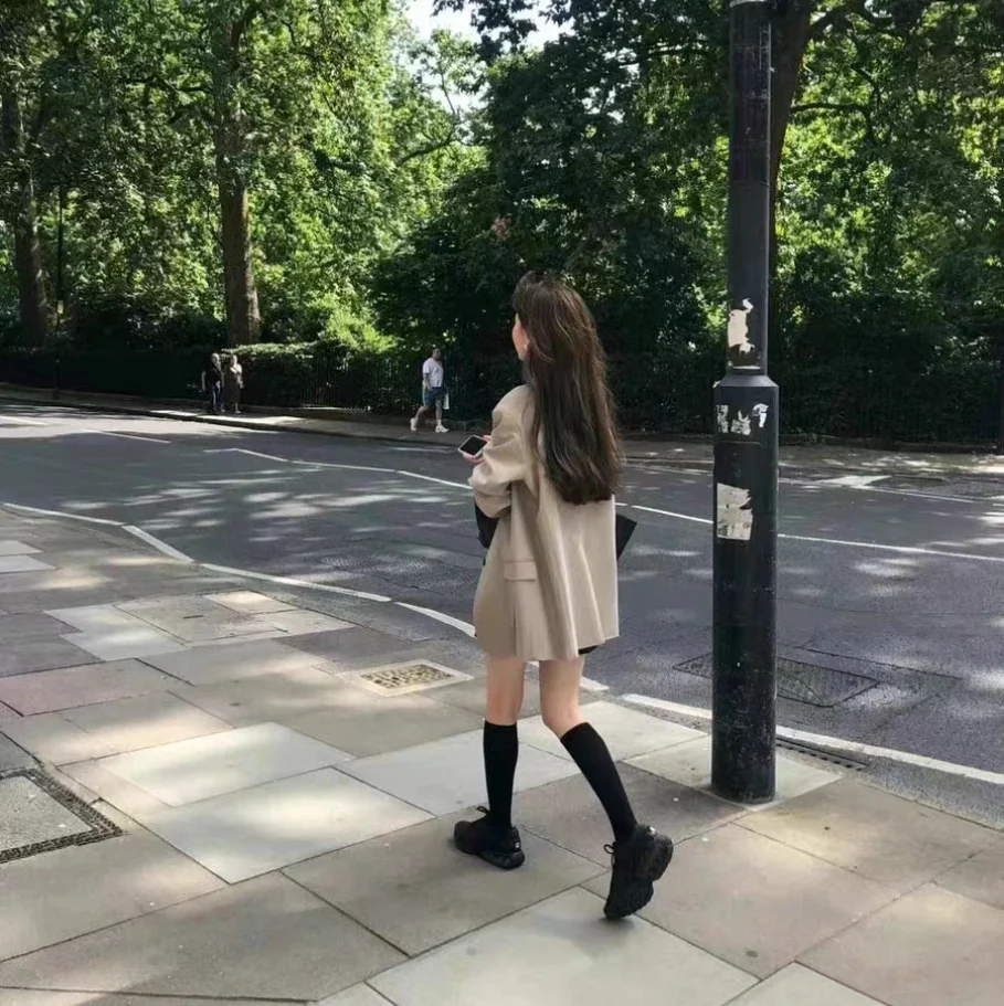 

Slim Fit Korean Sle Two Button Pure Color Women's Coat Autumn Season Commute Faion Drapey Versatile Small Suit