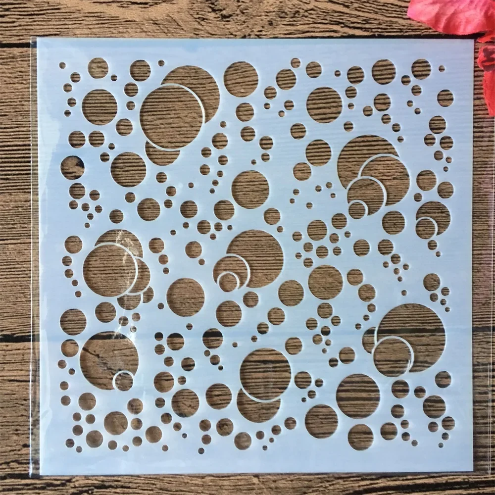 9Pcs/Set 13cm Hole Line Dot Spot Geometry DIY Layering Stencils Painting Scrapbook Coloring Embossing Album Decorative Template