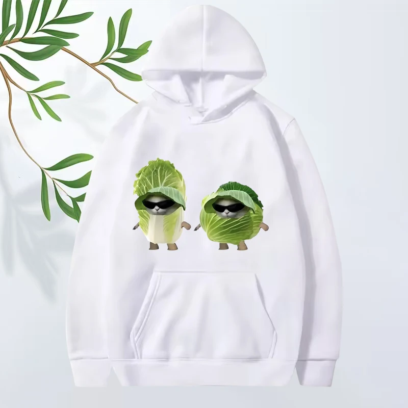 Cool lettuce cats Essential Graphic hoodie 2025 men ’s women funny fashion Long sleeve streetwear print  oversized hoodie unisex