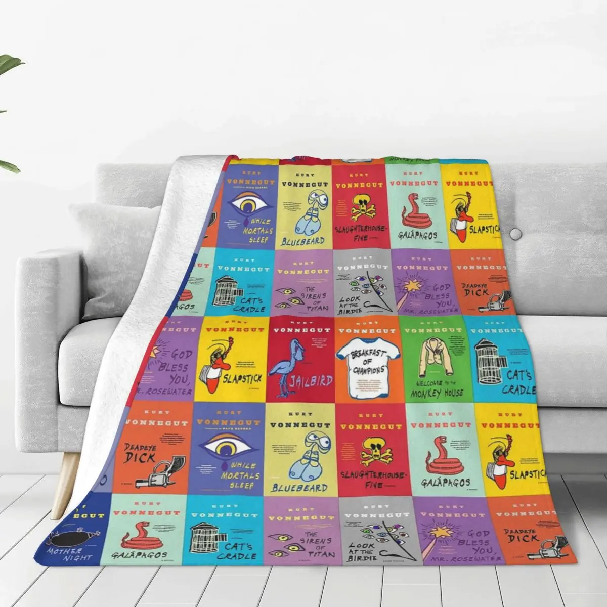 The Works Of Kurt Vonnegut Blankets Fleece Warm Sofa Throw Blankets For Couch Bedding Travel Throws Bedspread Quilt