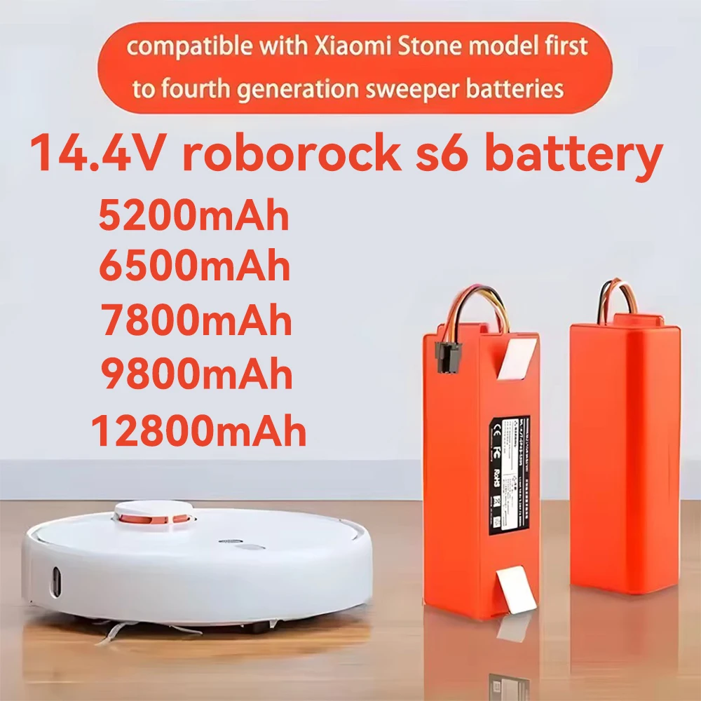 Original 14.4V 6500mAh Replacement Battery For Roborock S6 S7 MaxV Q5 Q7 MAX Robot Vacuum Cleaner Accessories Parts