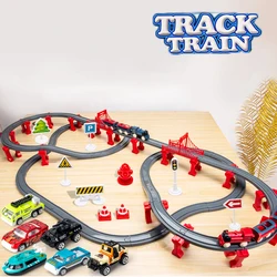 DIY Rail Car Children Toys Puzzle Assembled Railway Electric Train Track Building Block Track Train Set Christmas Gift for Kids