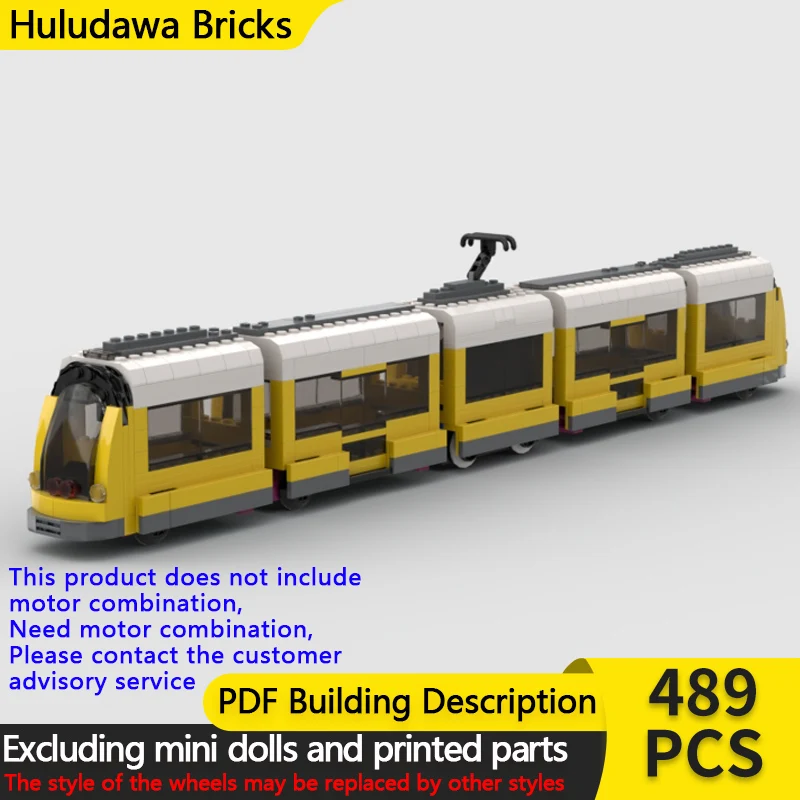 

Новый желтый моторизованный трамвай, модель городского автомобиля, конструктор MOC из строительных блоков, модульная технология, детские праздничные подарки, игрушки для сборки, набор