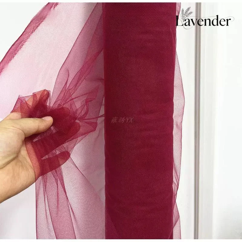Dark Burgundy Sheer Mesh Fabric, Medium Stiffness Wine Red Tulle for Wedding Dresses Bridal Gowns and Backdrop Drape Decor
