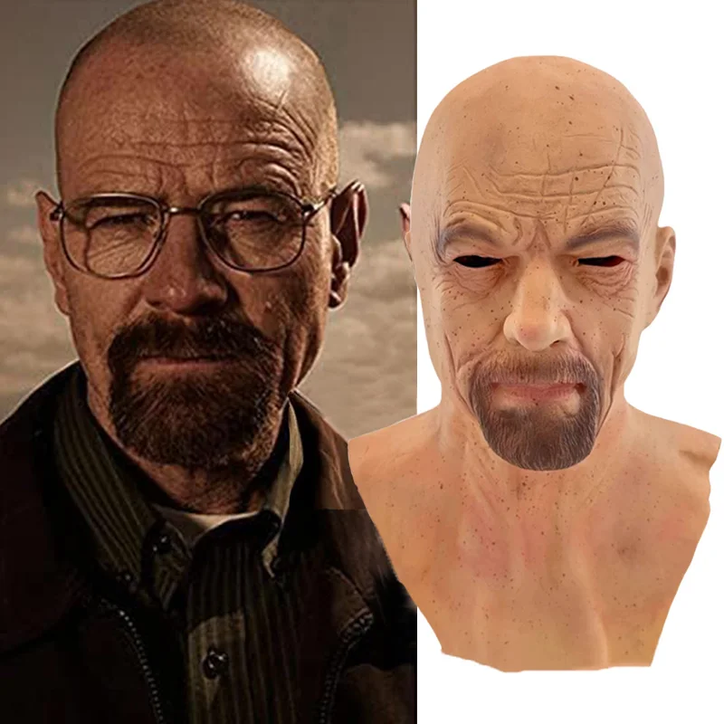 Halloween Realistic Old Man Latex Masks Bald Man Latex Mask Supersoft Horror Wrinkle Face Headgear Cosplay Costume Mask