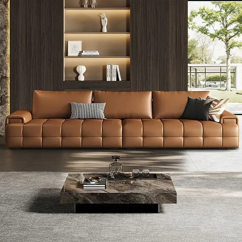 for Italian Minimalist Lawrence Modern Sofa 2024 New First Layer Cowhide Living Room Straight Row Leather Art Furniture