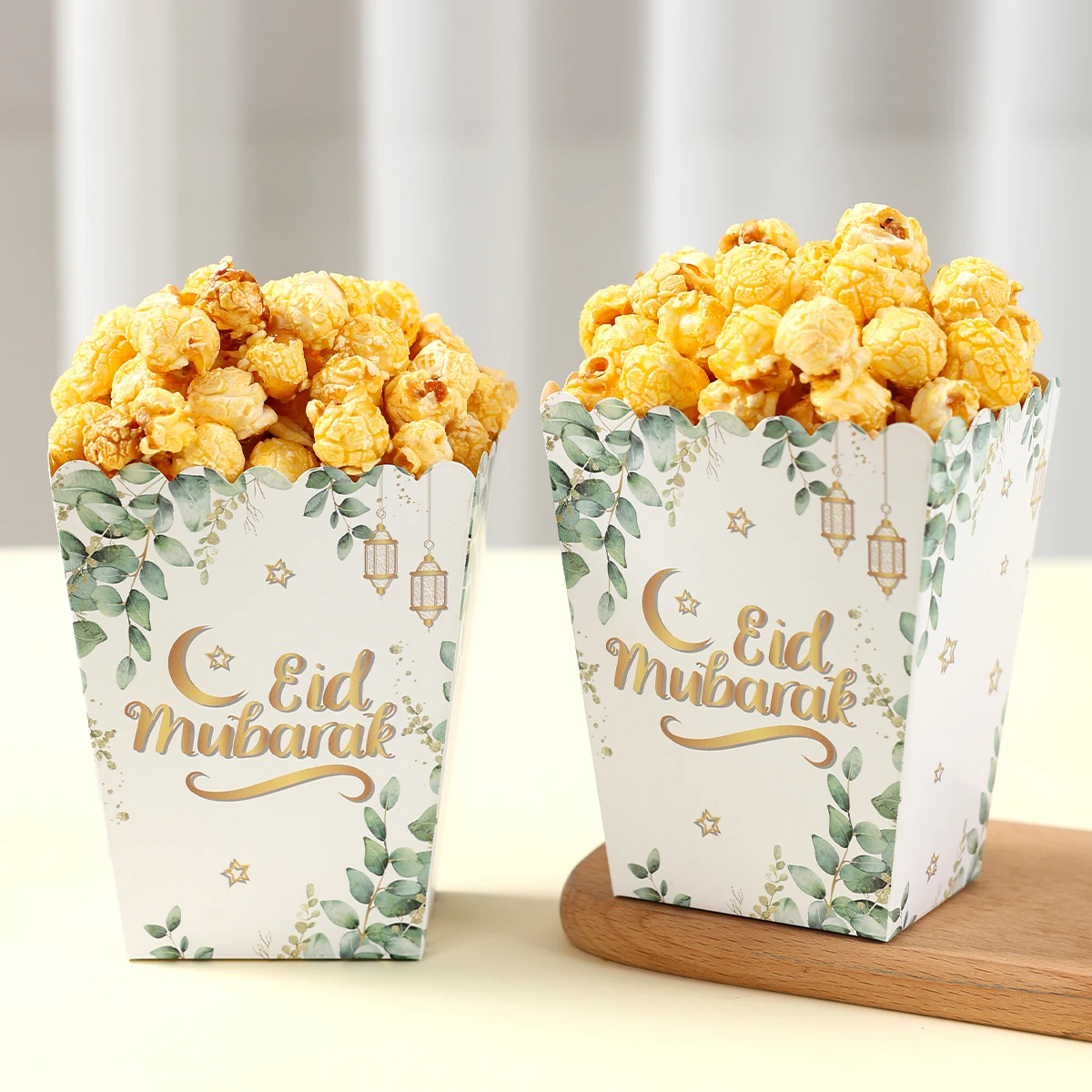 EID Mubarak Popcorn Box Biscuit Gift Box Ramadan Decoration 2026 For Home EID Mubarak Islamic Muslim Party Decor Eid al-Fitr
