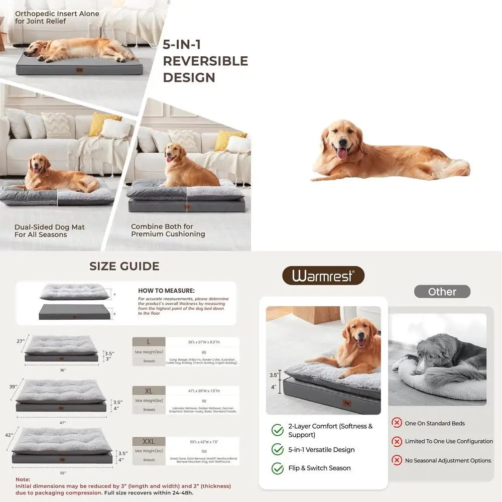 

Medium-Large Dog Washable Plush Pillow Bed with Cooling Leather Base, Waterproof Removable Cover, 47x39 Grey