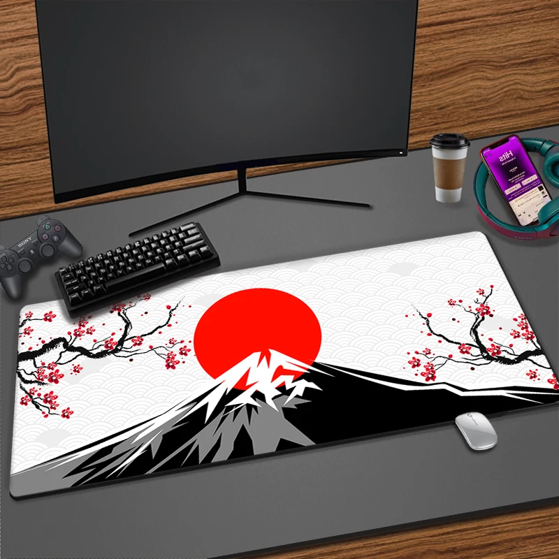 Japanese Pink Sakura Cute Mouse Pad Gaming Cherry Blossom Mousepad XXL Kawaii Keyboard mat Mat Non-Slip Laptop Fuji Desk mats