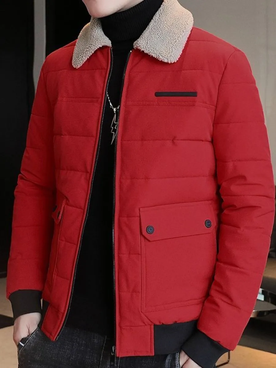 

Men's Thickened down Cotton Jacket Winter New Style Climbing Warm Coat Standard Fit Long Sleeve Double Button Closure Fashion...