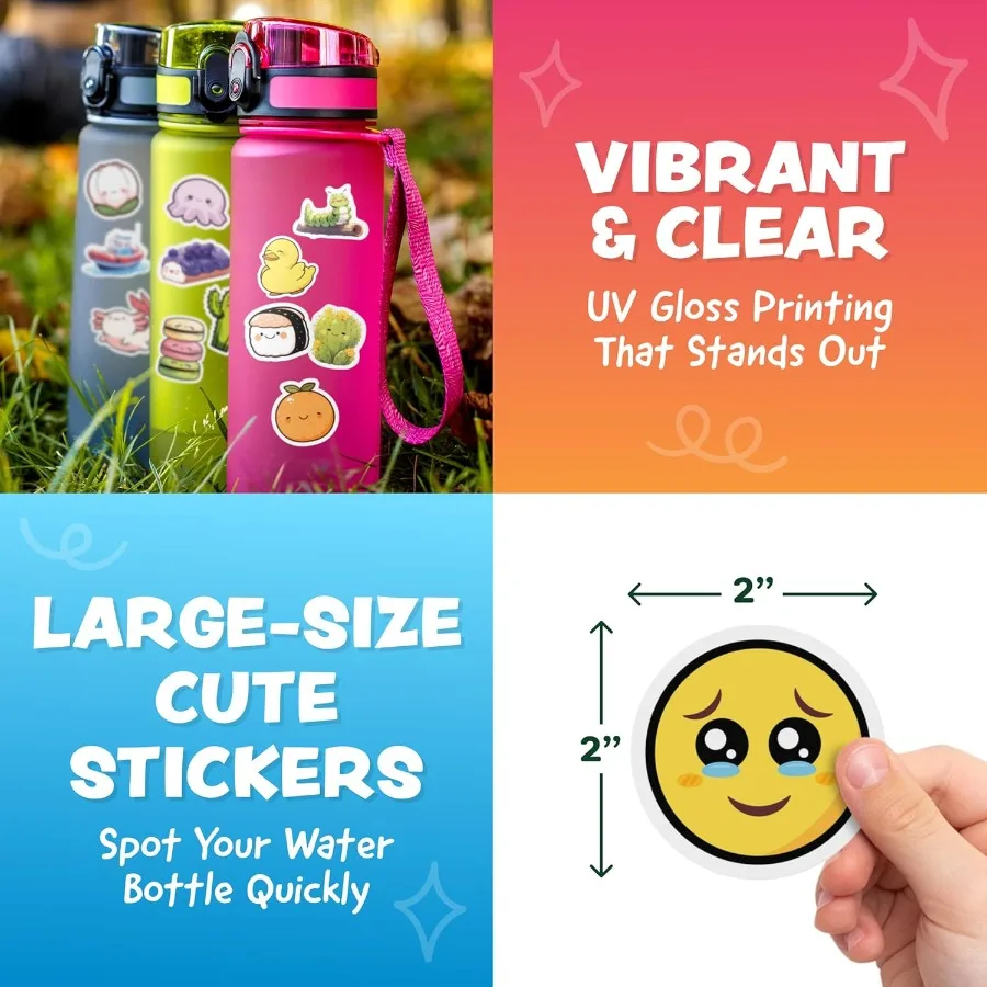 Cute Stickers for Kawaii Stickers for Water Bottle Teacher Rewards 324pc Easy Peel Bulk Pack for Teens Waterproof Vinyl Decals