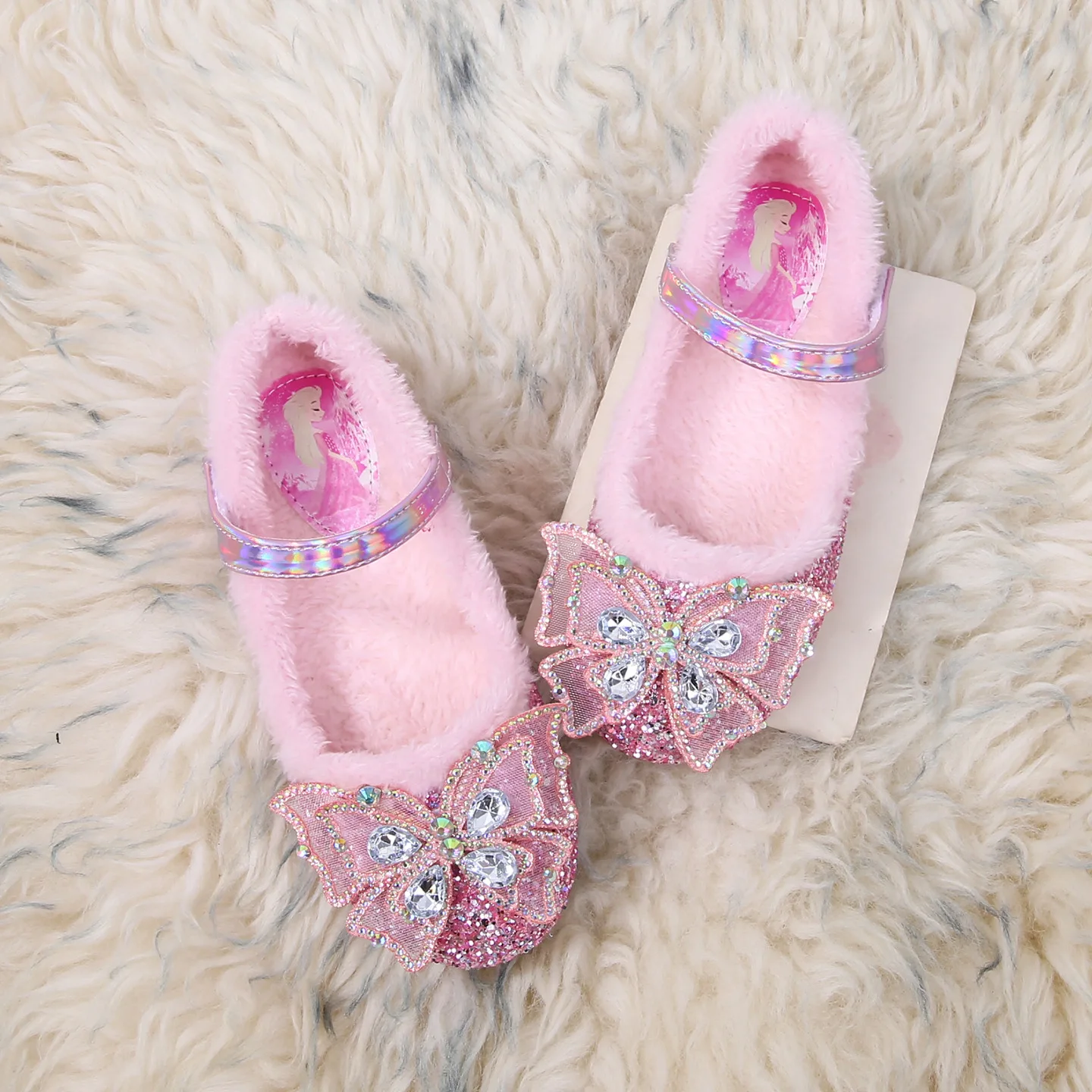 

Детская повседневная обувь, обувь для вечеринок, зимняя обувь принцессы с бантом из искусственной кожи и блестками для девочек, нескользящая розовая, синяя обувь, размер 23-35