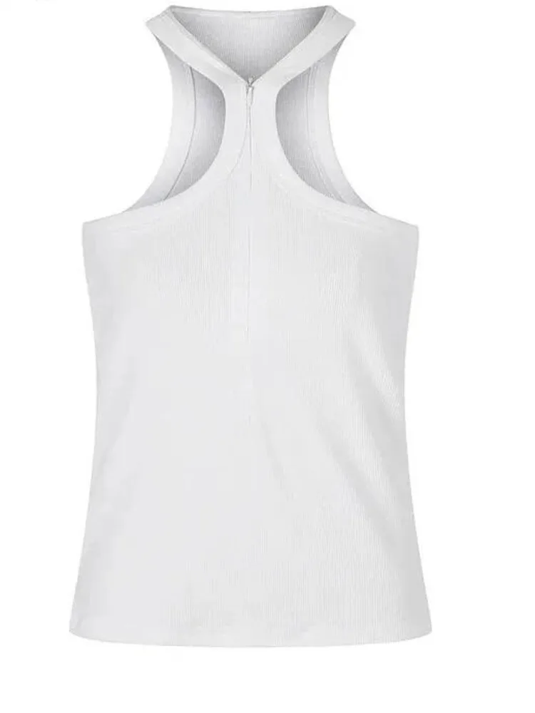 American Style Elastic Slimming Fit Vneck Tank Top For Men And Women Knitted Outerwear Inner Layer Sporty Top KUV7