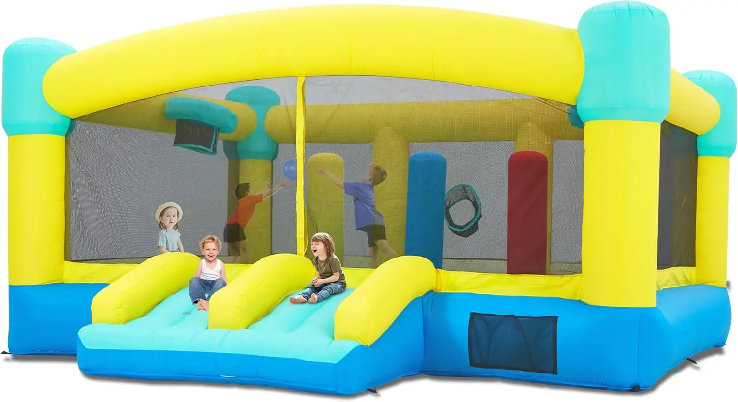 Big Bounce House, château gonflable de 15 x 14,8 pieds pour enfants de 3 à 12 ans, maison gonflable extérieure/intérieure avec souffleur, diapositives, obstacles, Tr