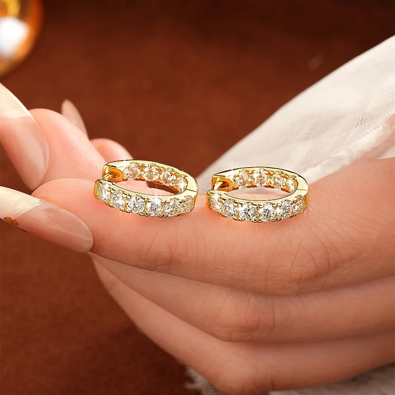 Rrjzz Brillante Creolen mit Moissanit in D-Farbe für Damen, 2CTTW VVS1, im Labor gezüchteter Diamant, Huggie-Ohrringe, GRA-Schmuckgeschenke – Detail 9