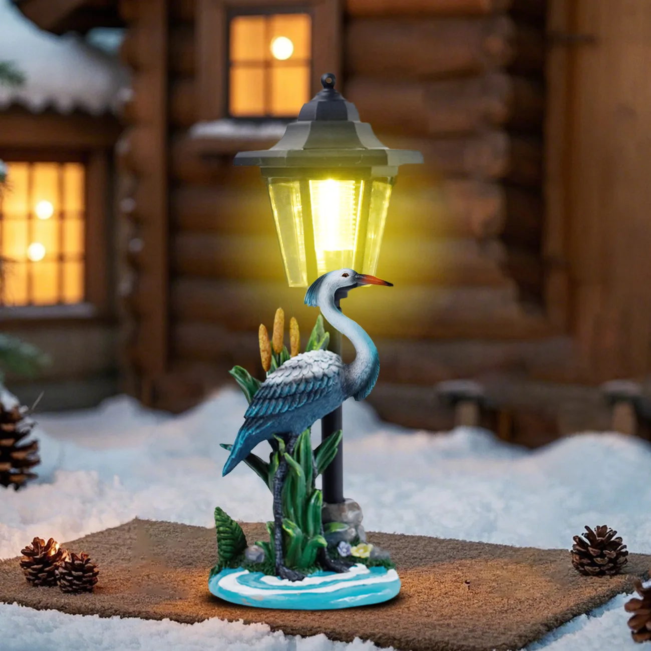 Flamingo crane resin solar outdoor light home courtyard path corridor sculpture light home decoration